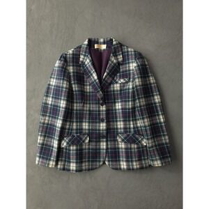 Vintage 1970s Pendleton Tartan Plaid Wool Blazer Jacket USA Made Women's 16
